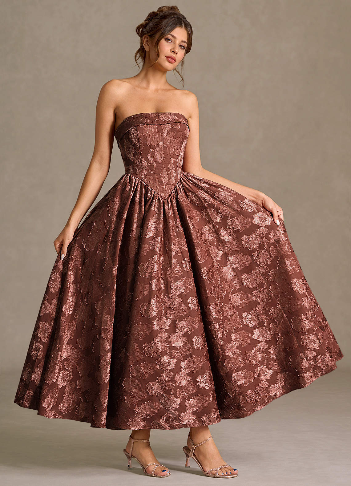 Mila Mocha Coco Midi Dress | Azazie