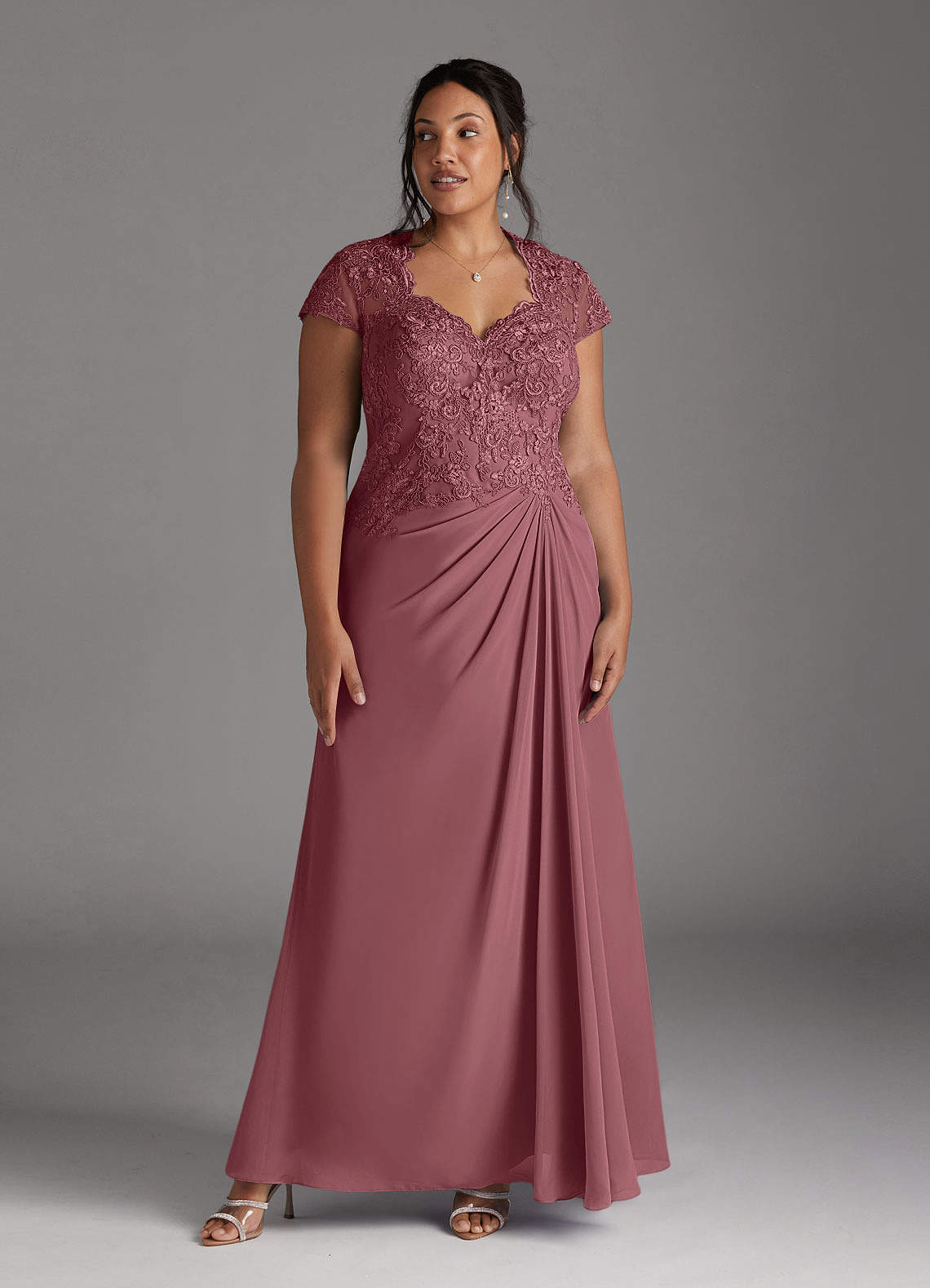 Azazie Junie Mother of the Bride Dresses Desert Rose A-Line Lace Chiffon Dress image1