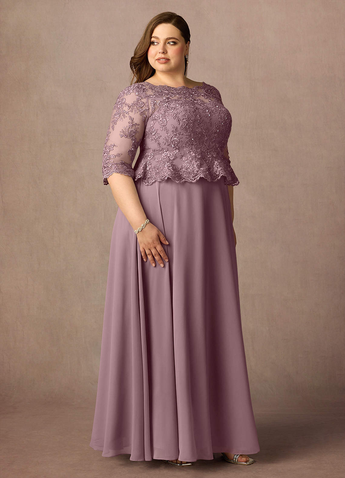 Azazie Averie Mother of the Bride Dresses Dusty Rose A-Line Boatneck Sequins Chiffon Dress image12