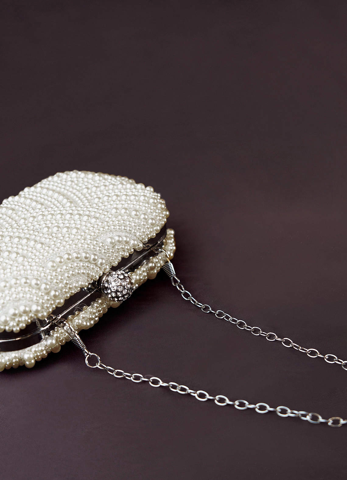 front Pearl Embellished Clutch