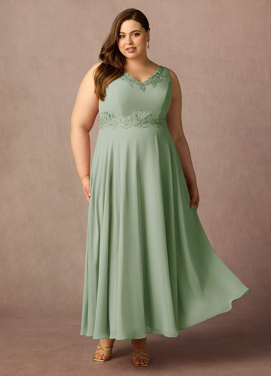 Azazie Devana Vestidos para mãe da noiva Vestido Dusty Sage de Chiffon de Linha A com Lantejoulas image12