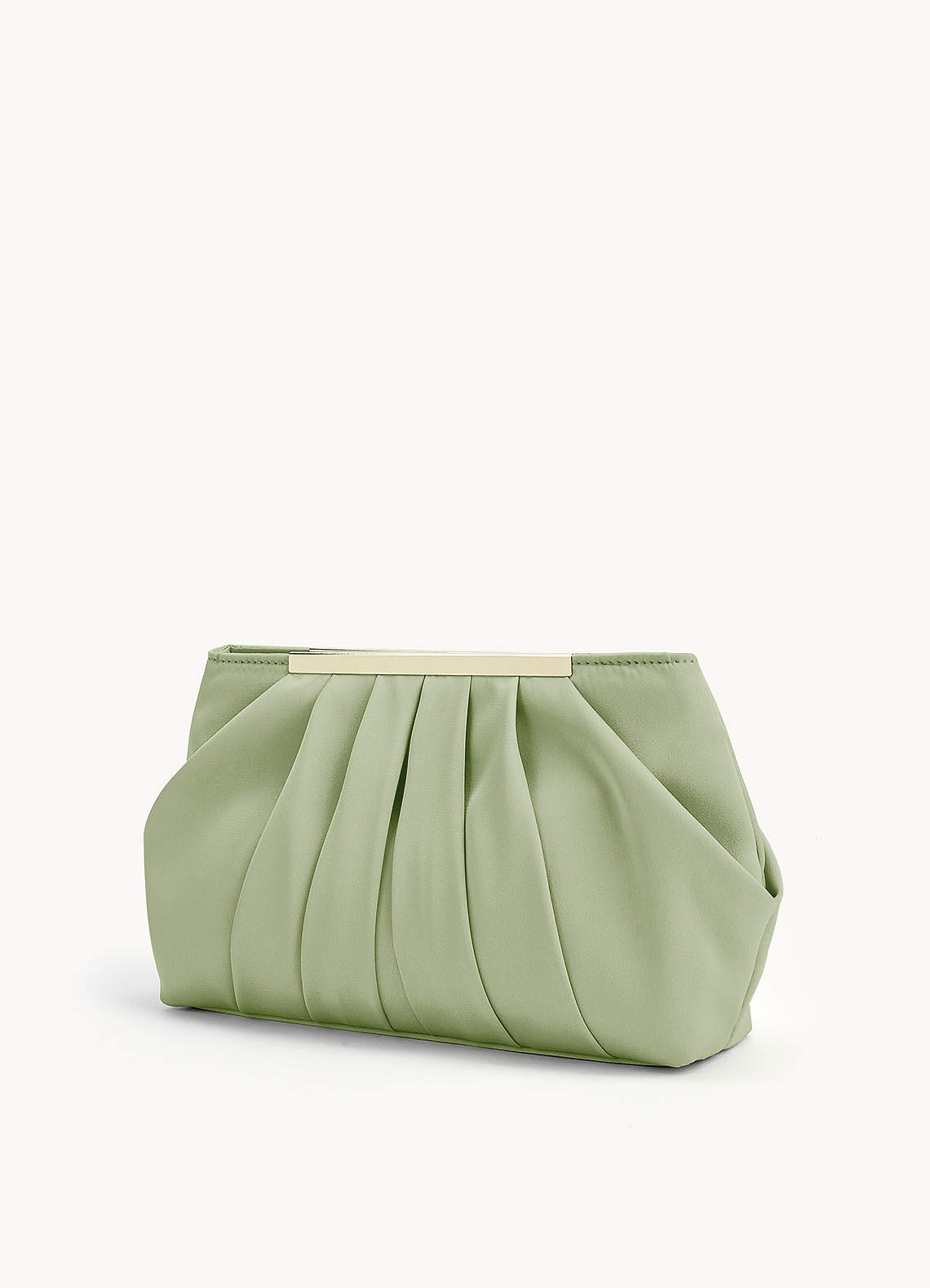 front Stretch Satin Pleated Clutch