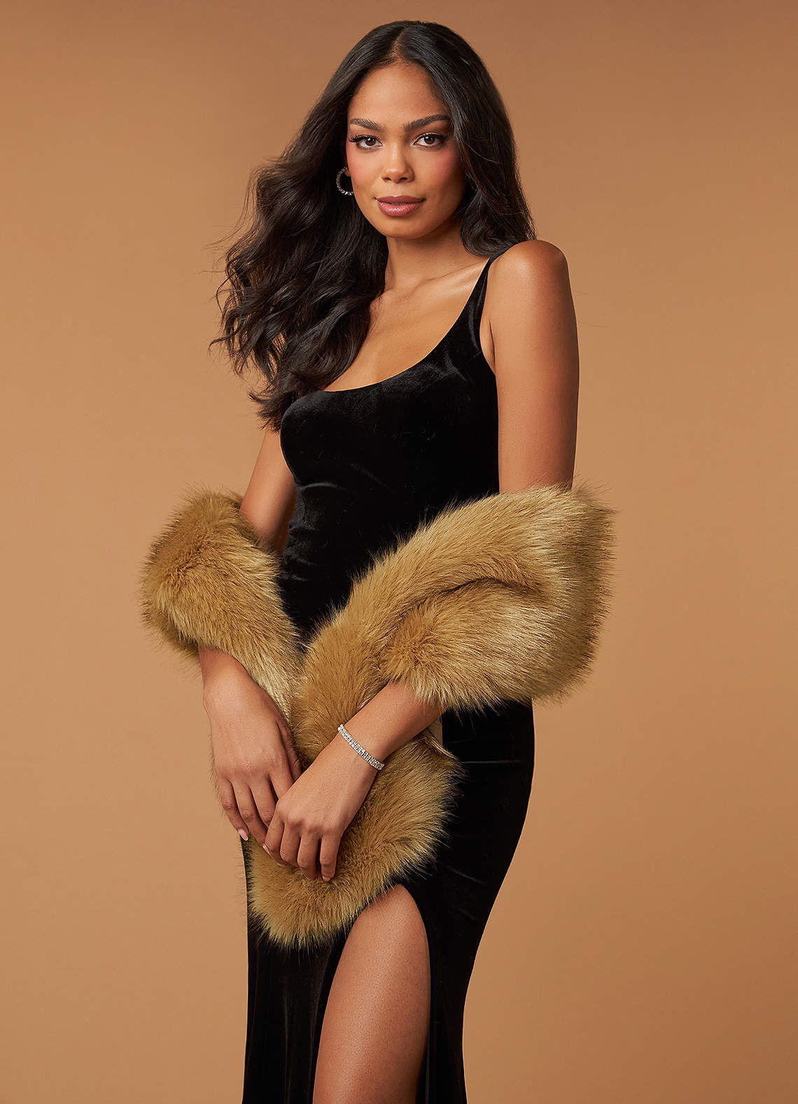 front Azazie Sincerity Faux Fur Wrap