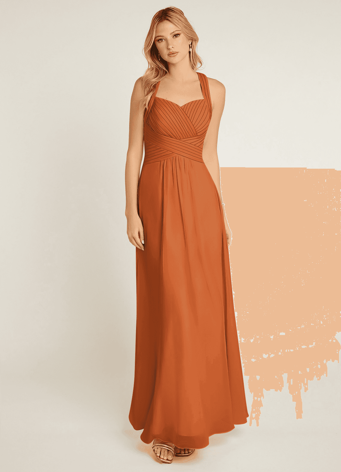 Azazie Claudia Bridesmaid Dresses Cinnamon A-Line Sweetheart Neckline Chiffon Dress image1