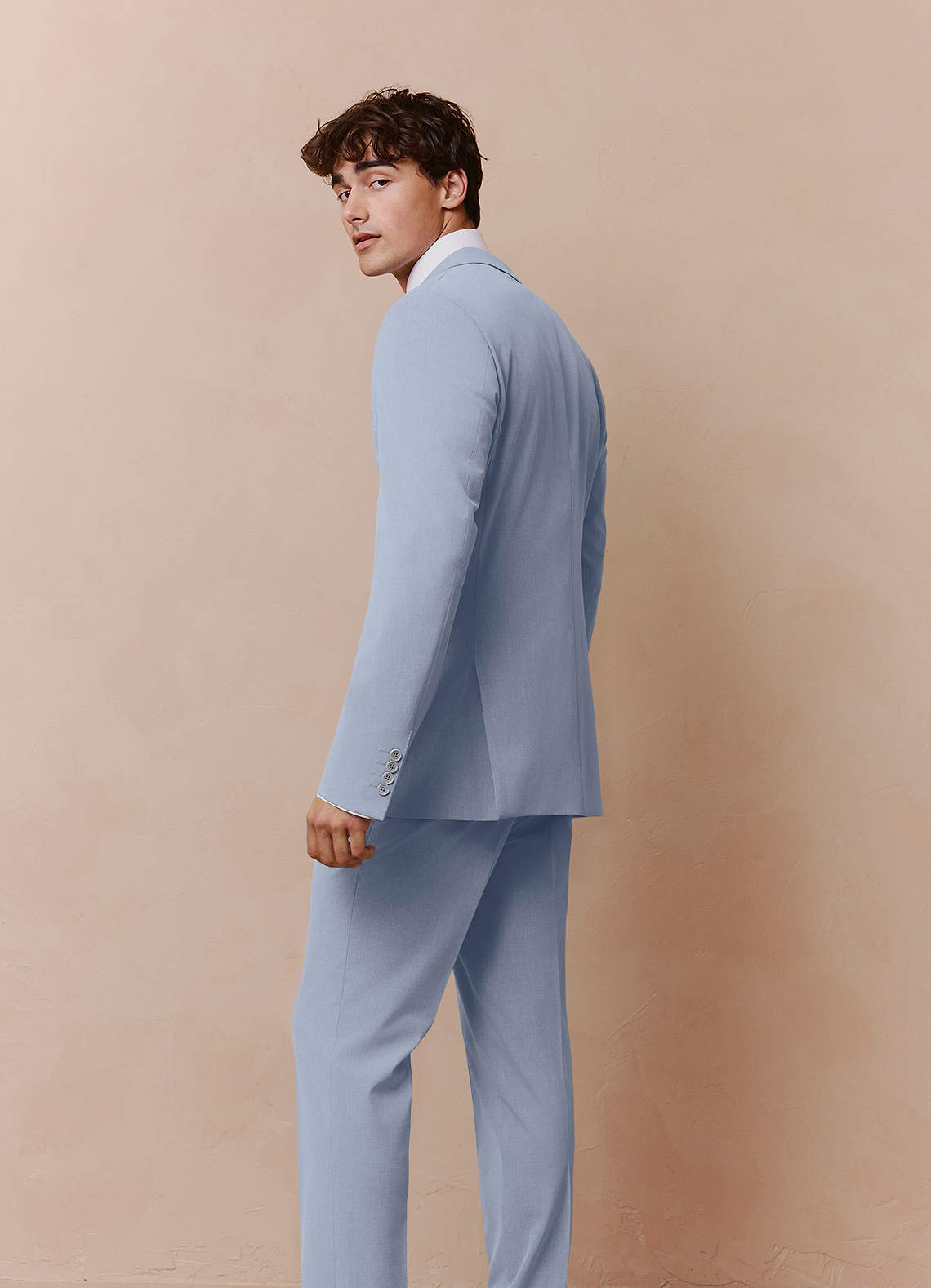 Azazie Light Blue Wool Blend Slim Men's Wedding Suit Jacket Size 50 Long Azazie Light Blue Wool Blend Slim Men's Wedding Suit Jacket Size 50 Long