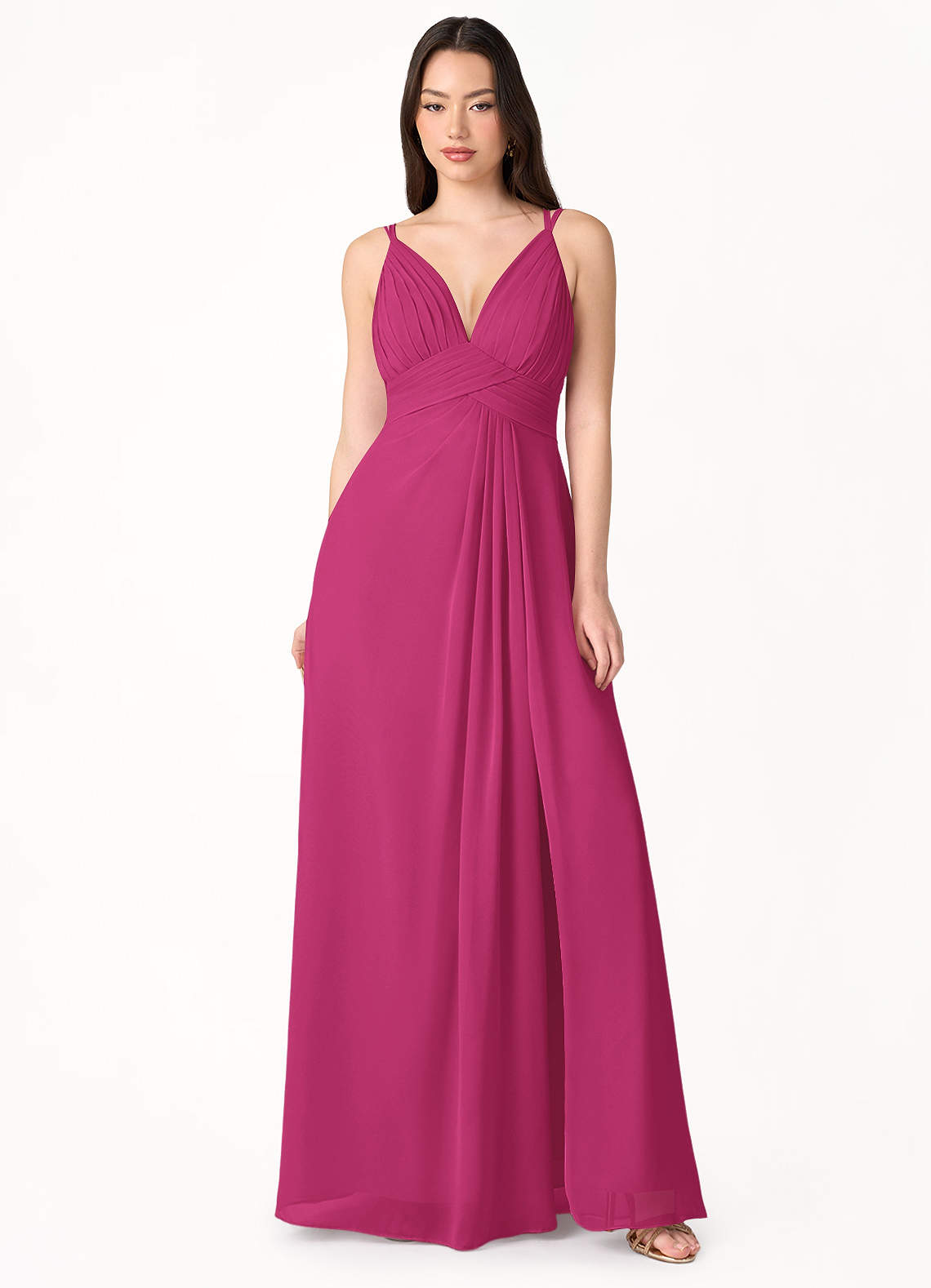 April Hot Pink V Neck Maxi Dress Atelier Dresses | Azazie