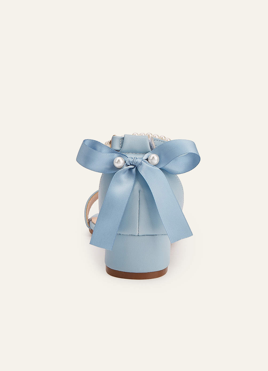 front Pearl and Bow Open Toe Girl's Block Heels for Toddler Little Big Kid