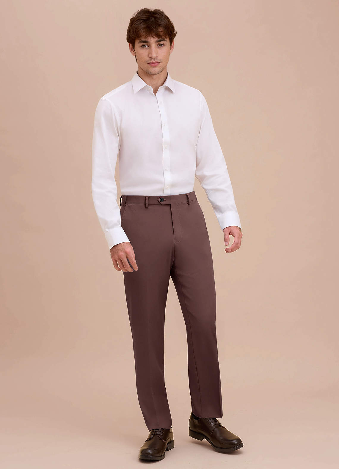 front Ethan Espresso Refined Weave Performance Dress Pants