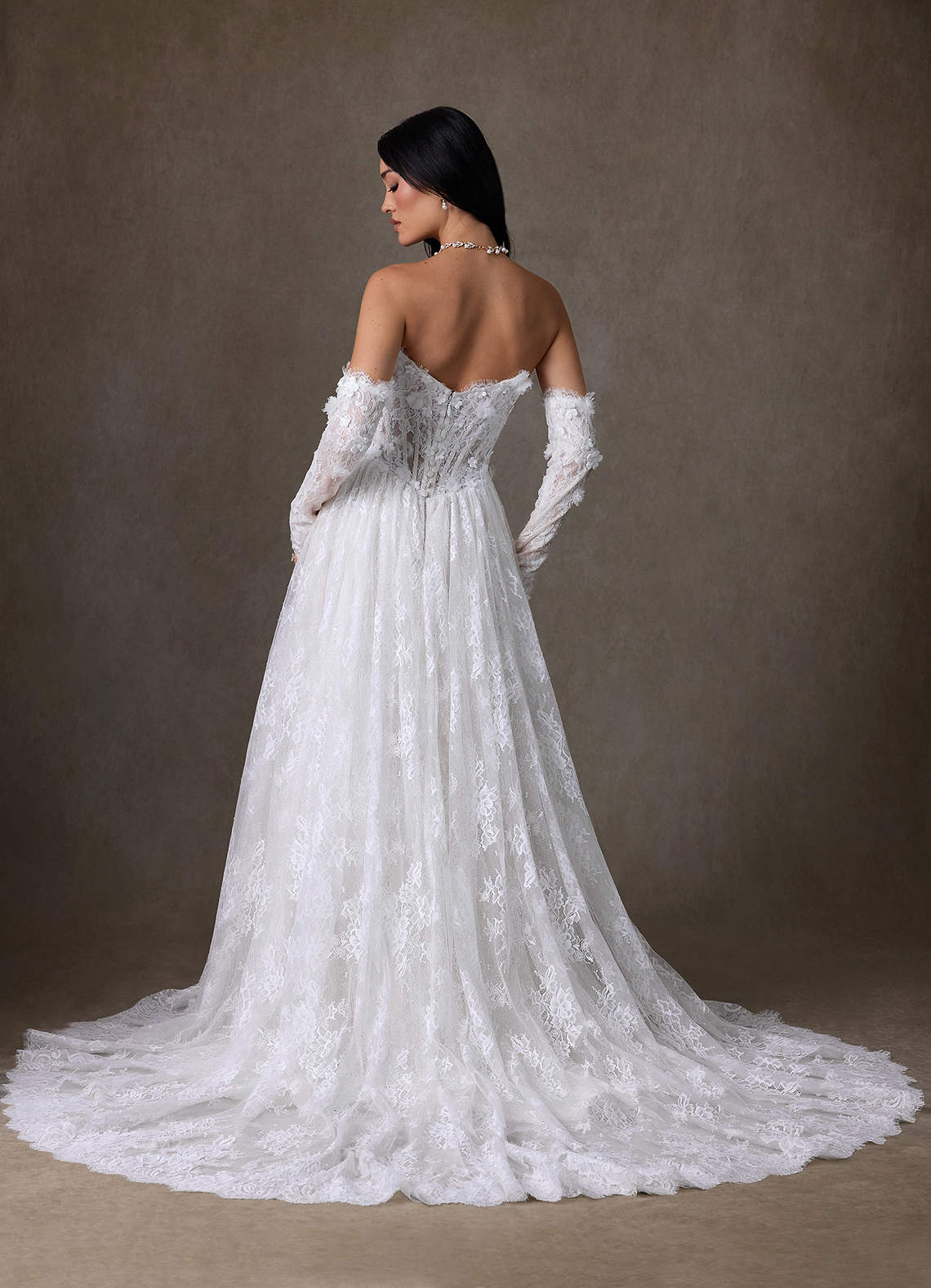 Azazie Vanessa Robes de mariée Robe Princesse en Dentelle Sans bretelles Blanc De Diamant image1