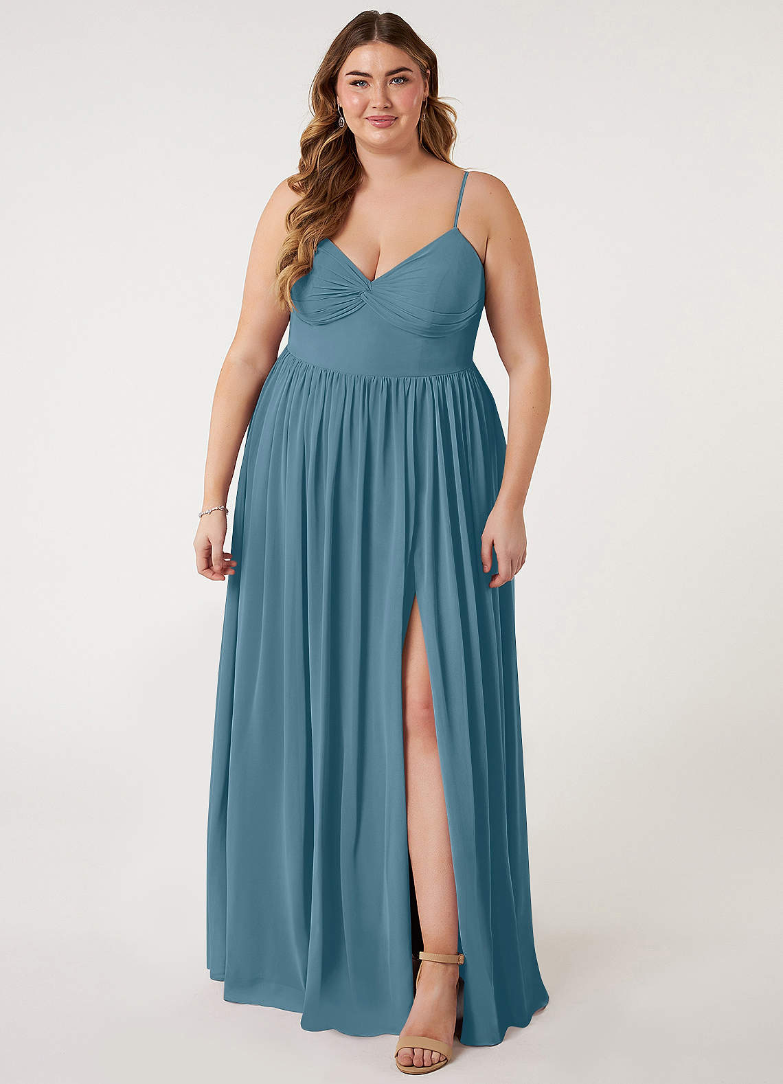 Azazie Zeya Bridesmaid Dresses Bermuda A-Line V-Neck Pleated Chiffon Dress image5