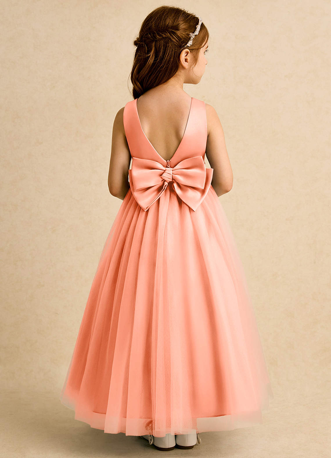 Azazie Lior Flower Girl Dresses Sunset Ball-Gown Pleated Tulle Dress image4
