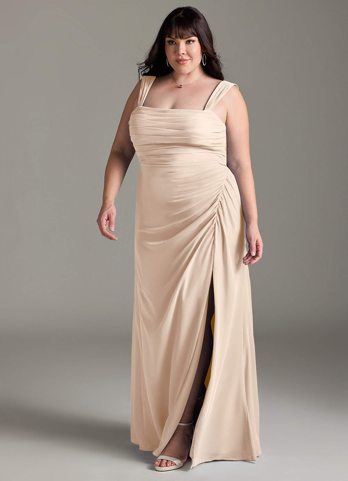 Azazie Jesaphine Bridesmaid Dresses White Alabaster Sheath Bow Chiffon Dress image11