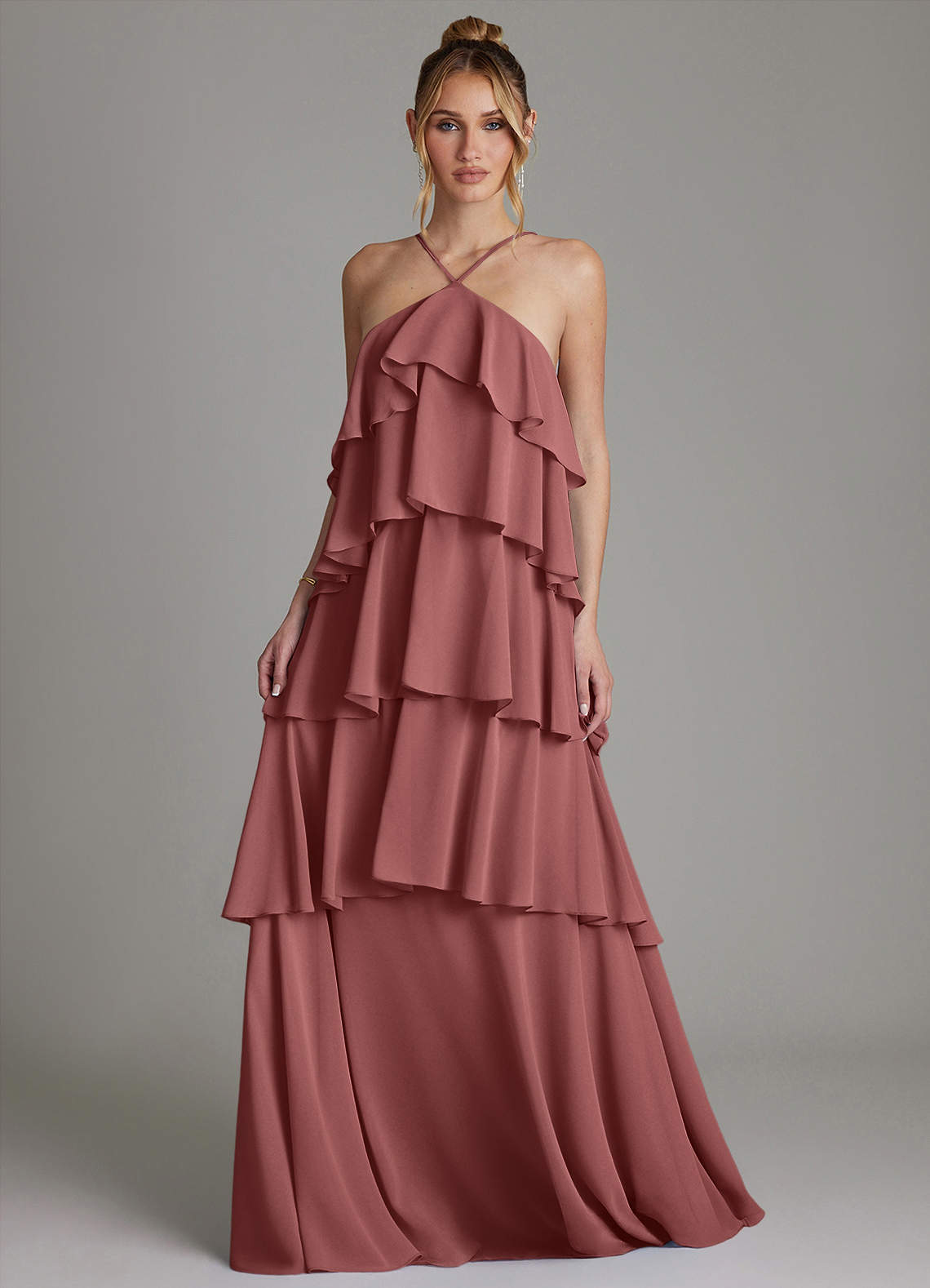 Azazie Deena Brudtärnklänningar Klä av A-Linje i Chiffong Rynkad Ametist image3