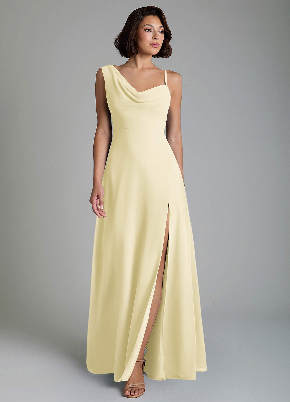 bridesmaid dresses under 20 Azazie True Lemon Sorbet Chiffon different color bridesmaid dresses