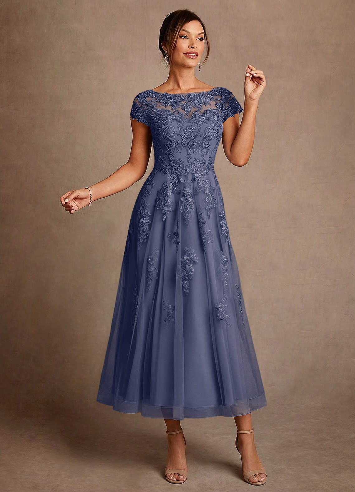 Azazie Jolanda Vestidos para mãe da noiva Vestido Tormentoso de Renda de Linha A image2