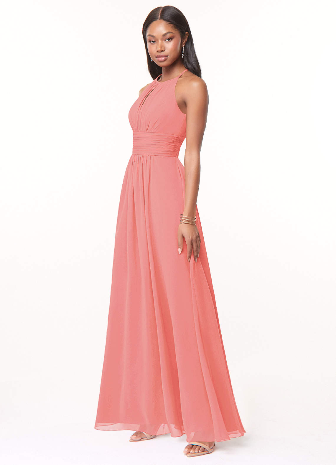 chiffon dusty blue dress Shoulder Tie Sweetheart Empire Bridesmaid Nicoletta - NC1030 - holiday-1201 Size:UK 10 | EU 36 | US 06 sunset receptions
