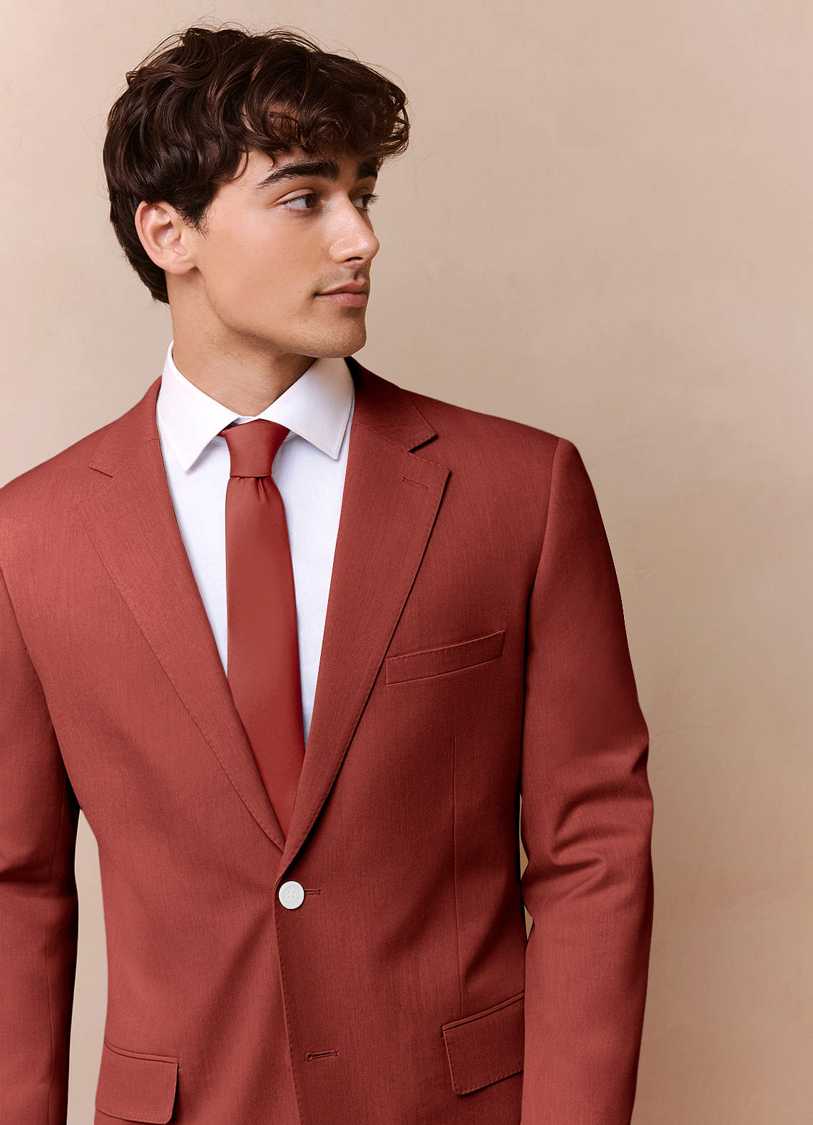 front James Terracotta Structured Stretch Suit Jacket