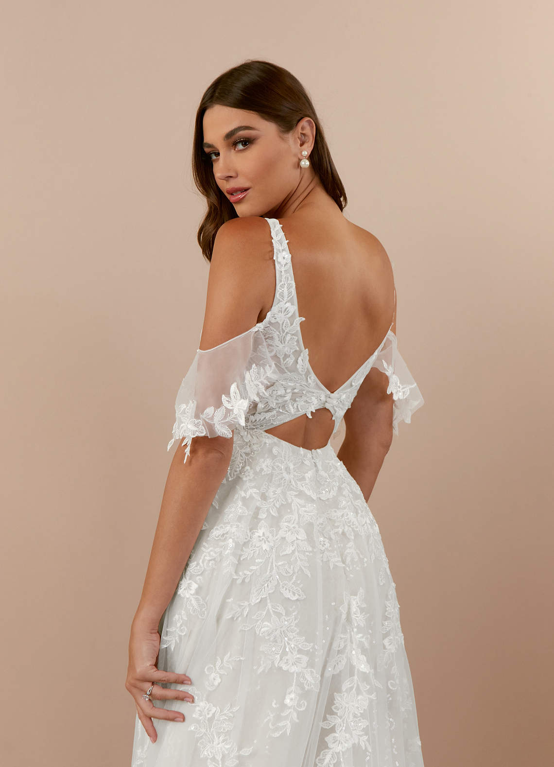 Azazie Ada Wedding Dresses Diamond White A-Line V-Neck lace Tulle Dress image5