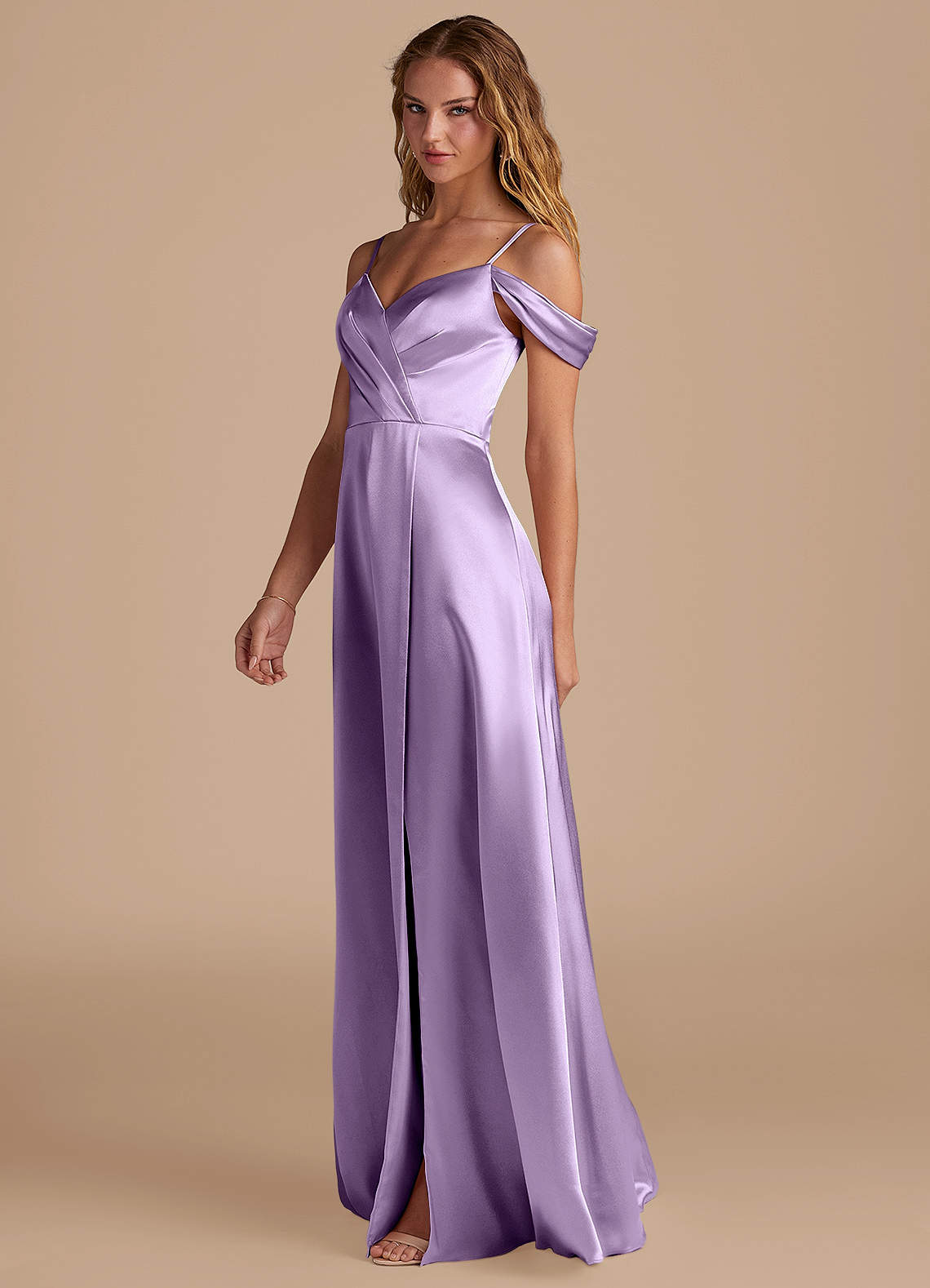 Azazie Ocean Ready to Ship Lilac Metallic Satin Bridesmaid Dresses | Azazie