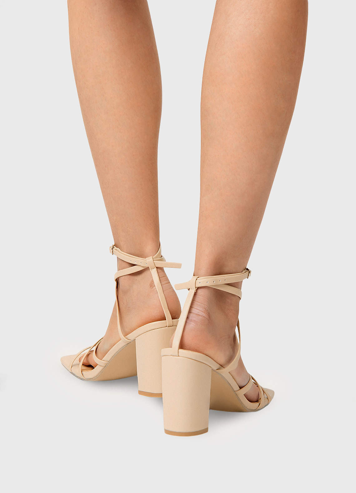 Nude lace up block heels best sale