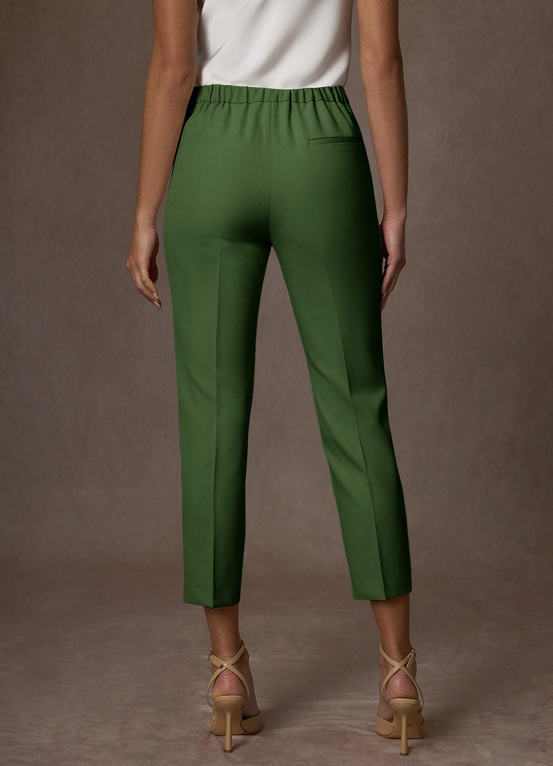 front Kennedy Olive Structured Stretch Dress Pants