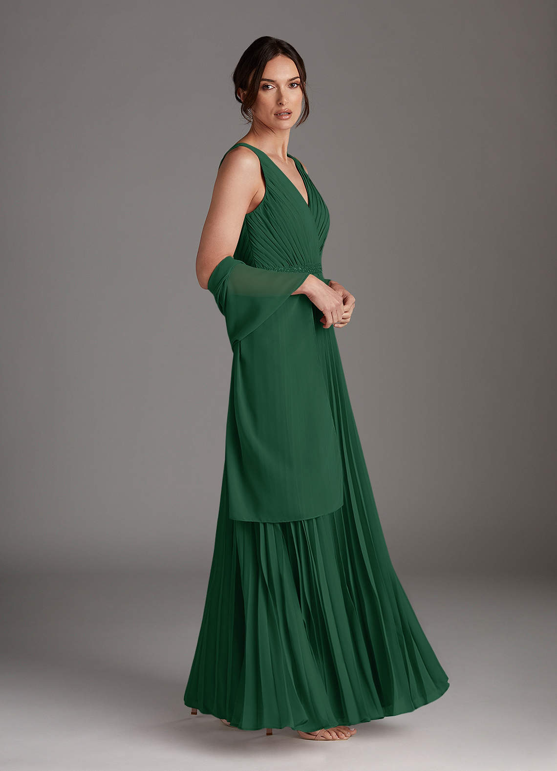 Azazie Kris Mother of the Bride Dresses Dark Green A-Line Sequins Chiffon Dress image2