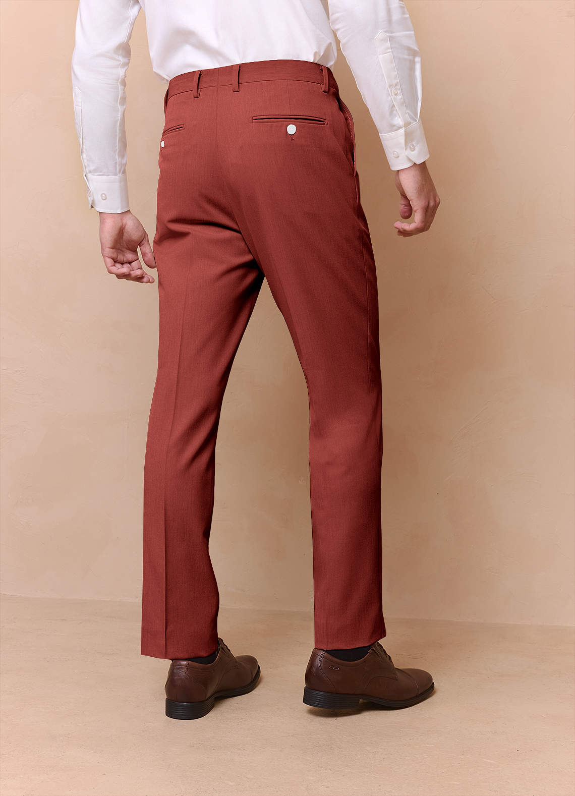 front James Terracotta Structured Stretch Dress Pants