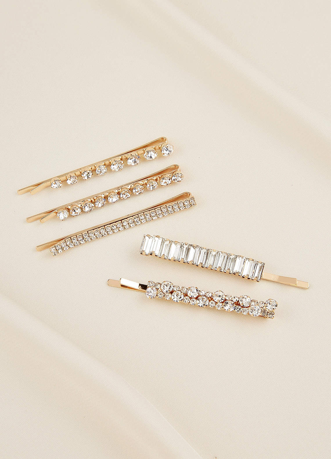 front Juego de pinzas para el cabello con diamantes de imitación surtidos