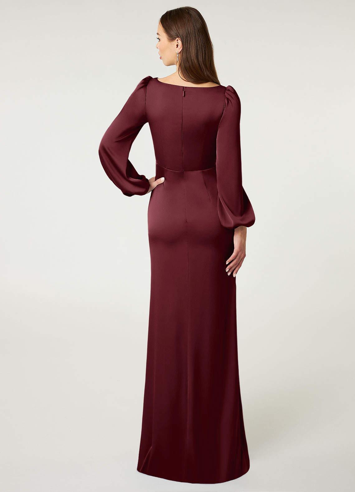cabernet bridesmaid dress with sleeves Half Sleeves V-neck Chiffon Bridesmaid Dresses