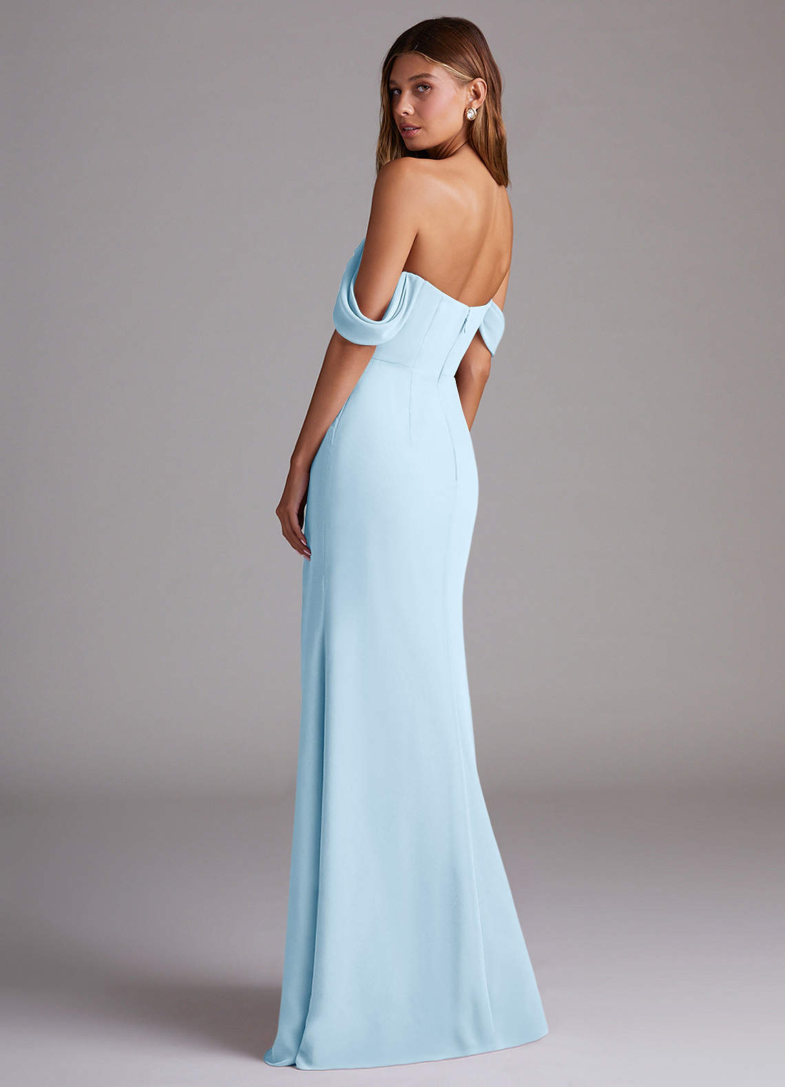 Azazie Saige Bridesmaid Dresses Sky Blue A-Line Off the Shoulder Chiffon Convertible Dress image7