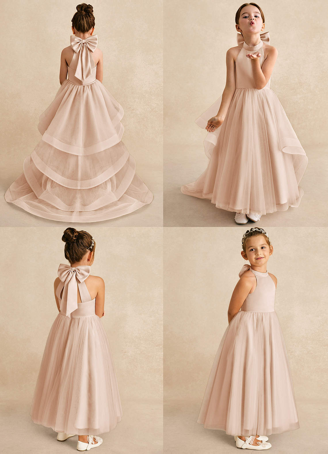 Azazie Bev Flower Girl Dresses English Rose A-Line Convertible Tulle Dress image1