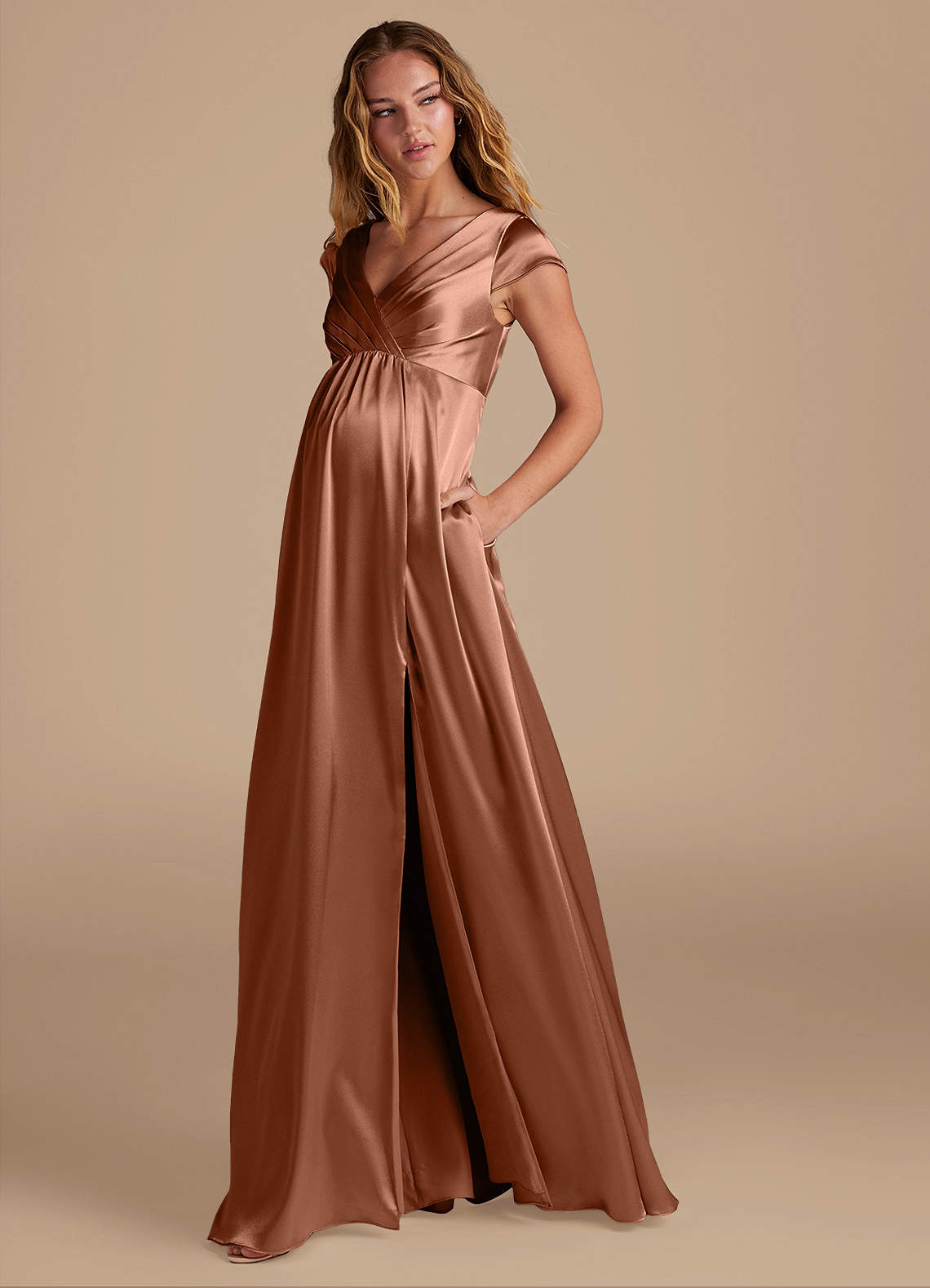 Azazie Allessia Ready to Ship Bronzer Maternity Bridesmaid Dresses | Azazie