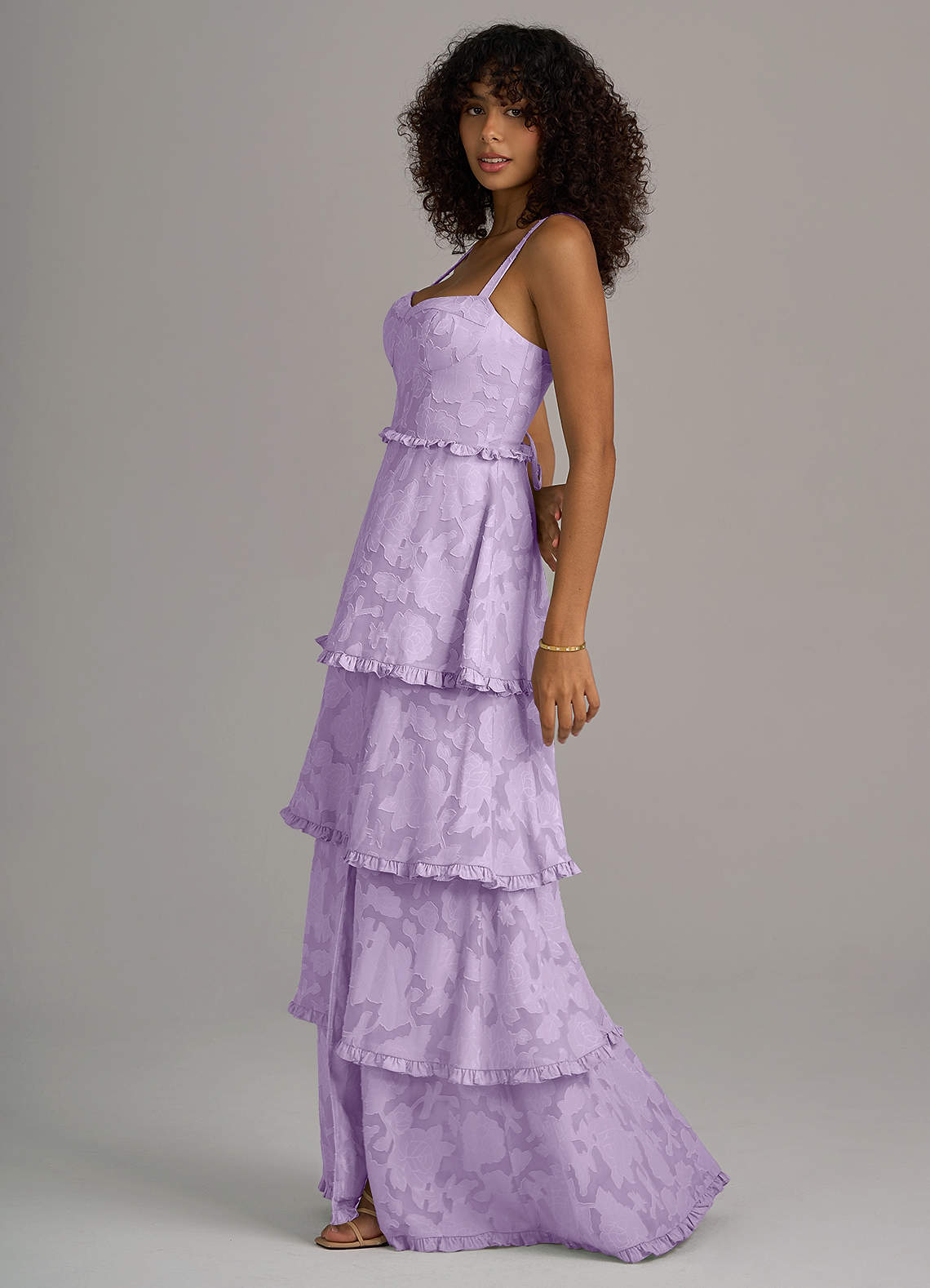 Azazie A-Line Sweetheart Floor-Length Floral Burnout Bridesmaid Dresses - Lilac