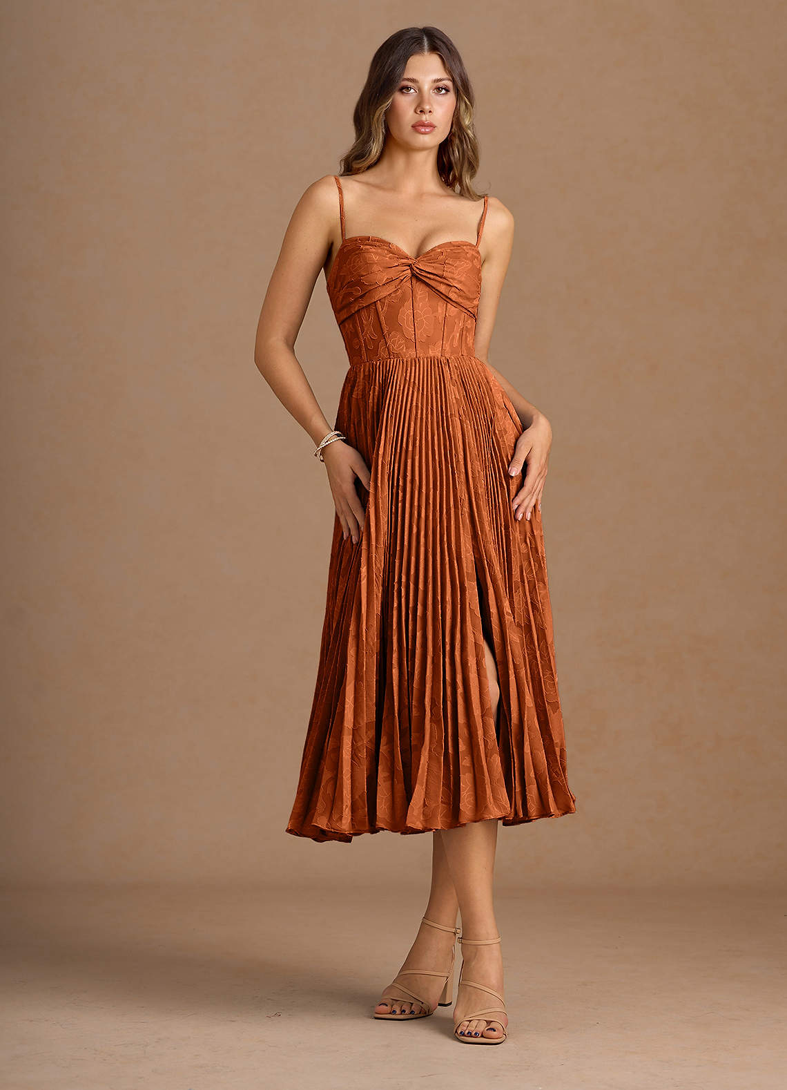 Azazie Sweetheart A-Line Midi Cocktail Dresses in Rust