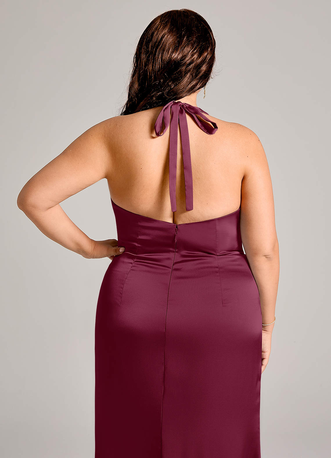 Azazie Valerie Brudtärnklänningar Klänning av Sjöjungfru i Stretch Satin Plisserad Mullbär image7