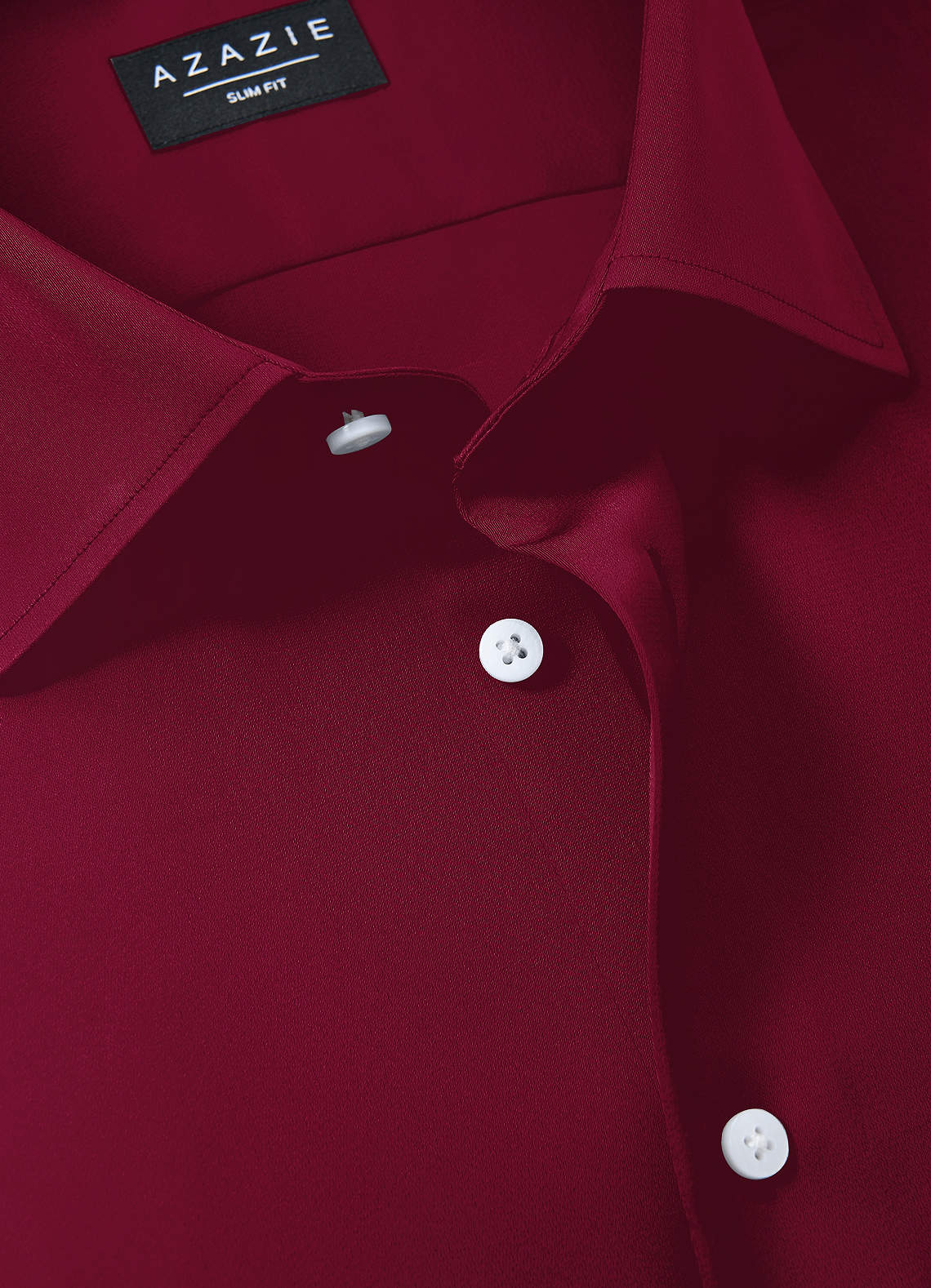 front Julian Burgundy Stretch Satin Dress Shirt