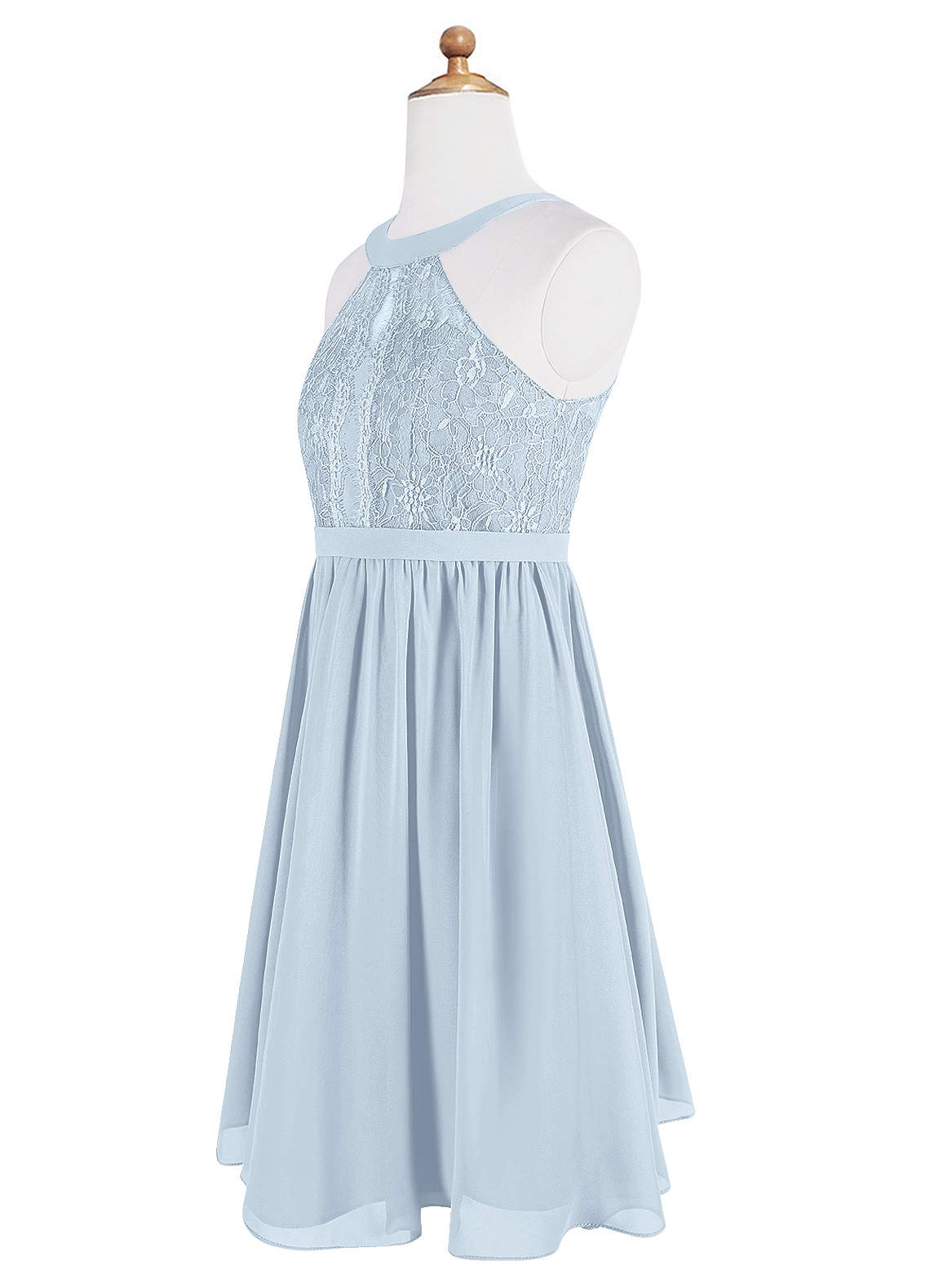 Azazie Andalise A-Line Lace Chiffon Mini Junior Bridesmaid Dress image1