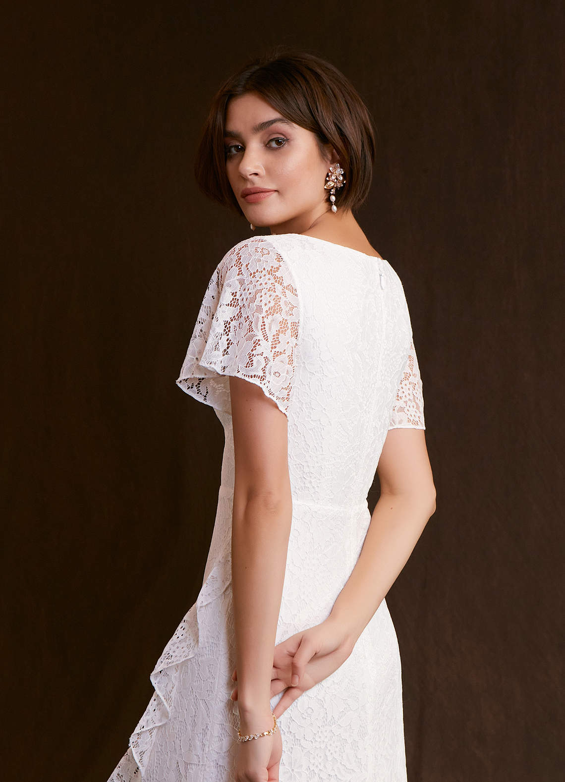 Azazie Lanei Wedding Dresses A-Line V-Neck Lace Floor-Length Dress image1