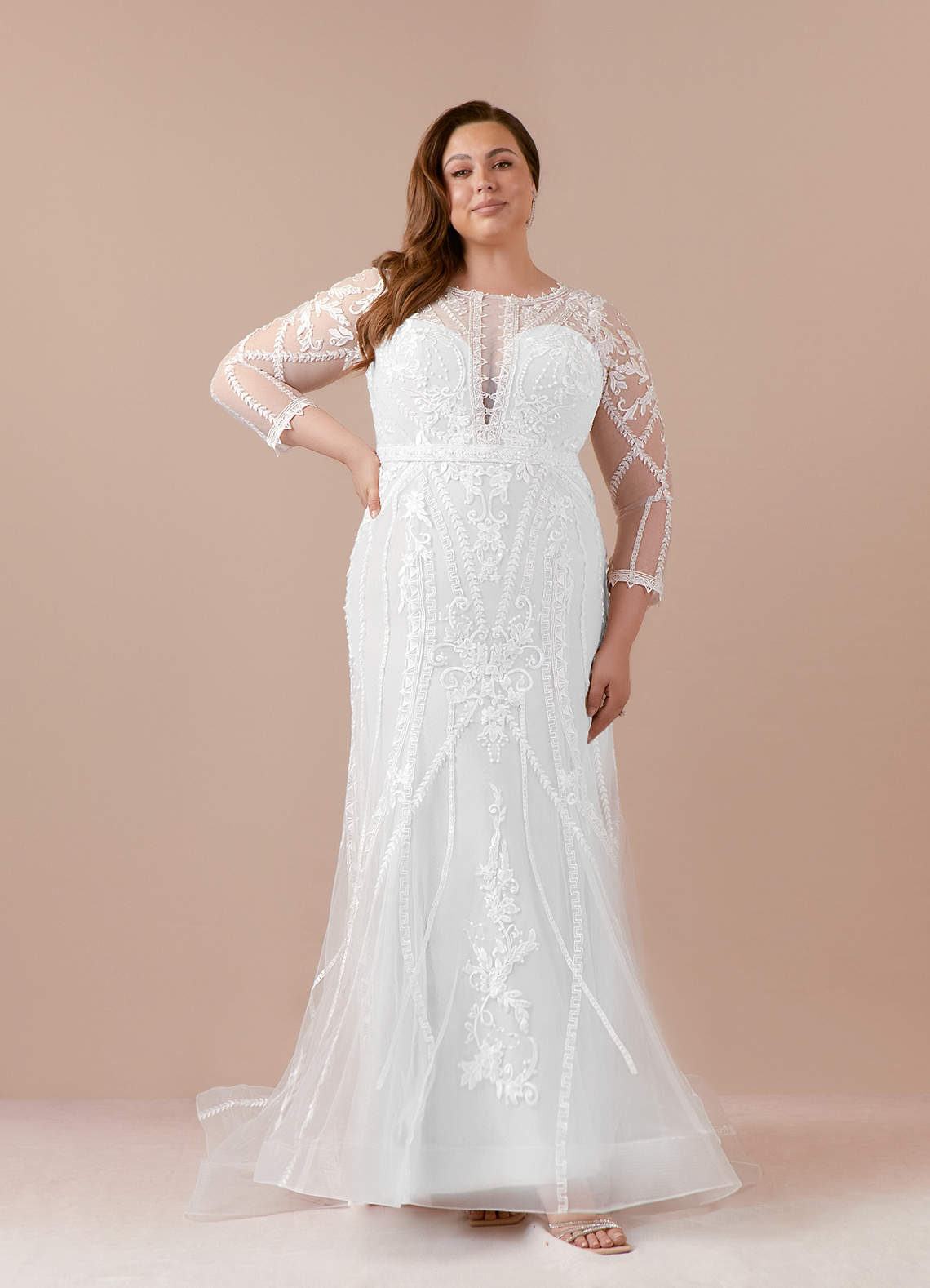 Azazie Yoki Wedding Dresses Diamond White Mermaid Scoop Tulle Dress image6