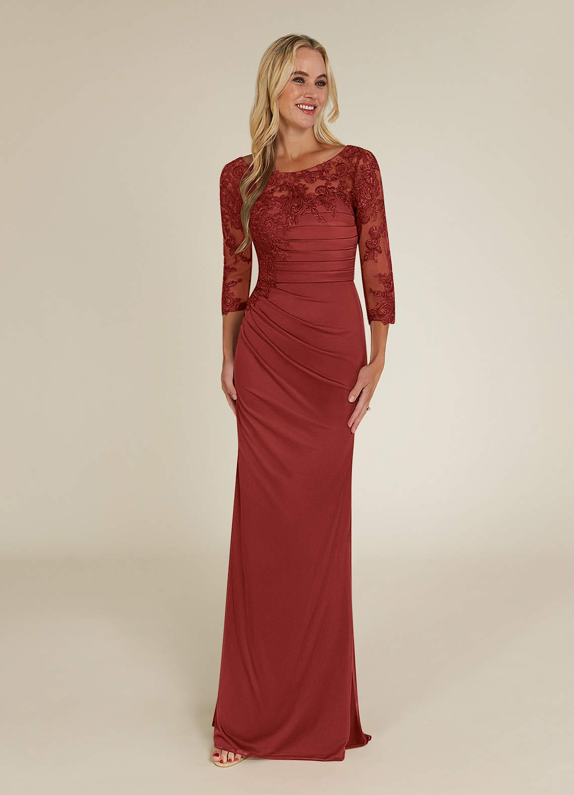Azazie Alisondra Mother of the Bride Dresses Rust Sheath Scoop Lace Lace Dress image1