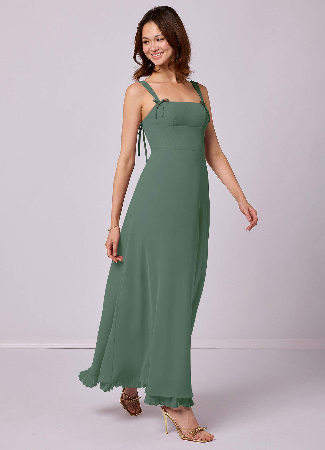 Barbie ♥ Azazie Bridesmaid Dresses A-Line Pleated Chiffon Ankle-Length Dress image5