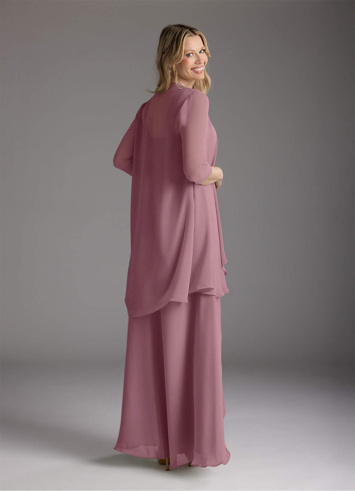 Azazie Weisz Vintage Mauve A-Line Square Neckline Pleated Chiffon