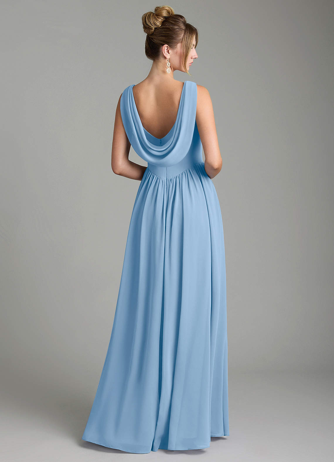 Azazie Novi Bridesmaid Dresses Powder Blue A-Line Pleated Chiffon Dress image4
