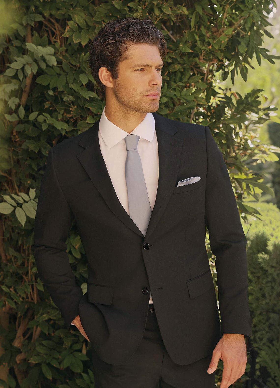 front Savile Black Wool Blend Suit