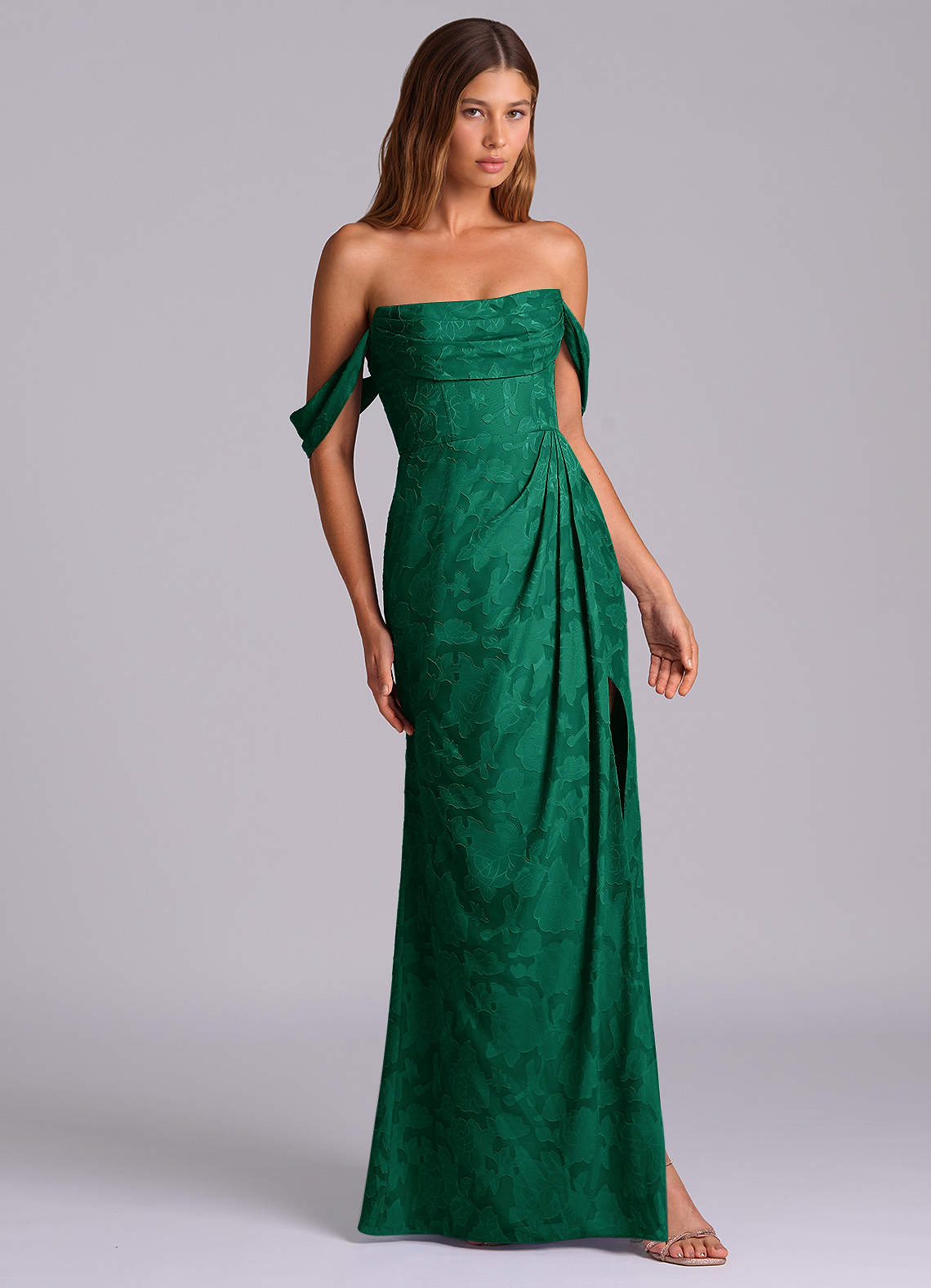 emerald green multiway bridesmaid dresses Azazie Johana Emerald Floral Burnout Bridesmaid Dresses