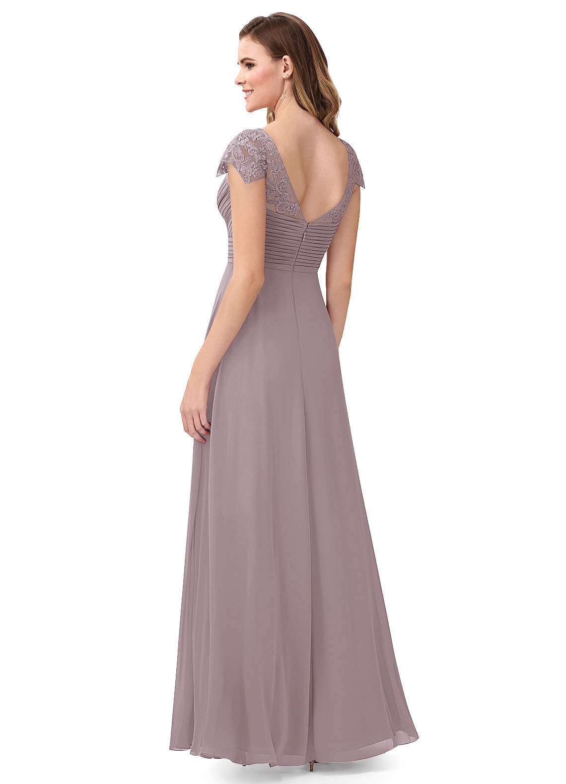 Azazie Adelyn Bridesmaid Dresses A-Line Lace Chiffon Floor-Length Dress image1