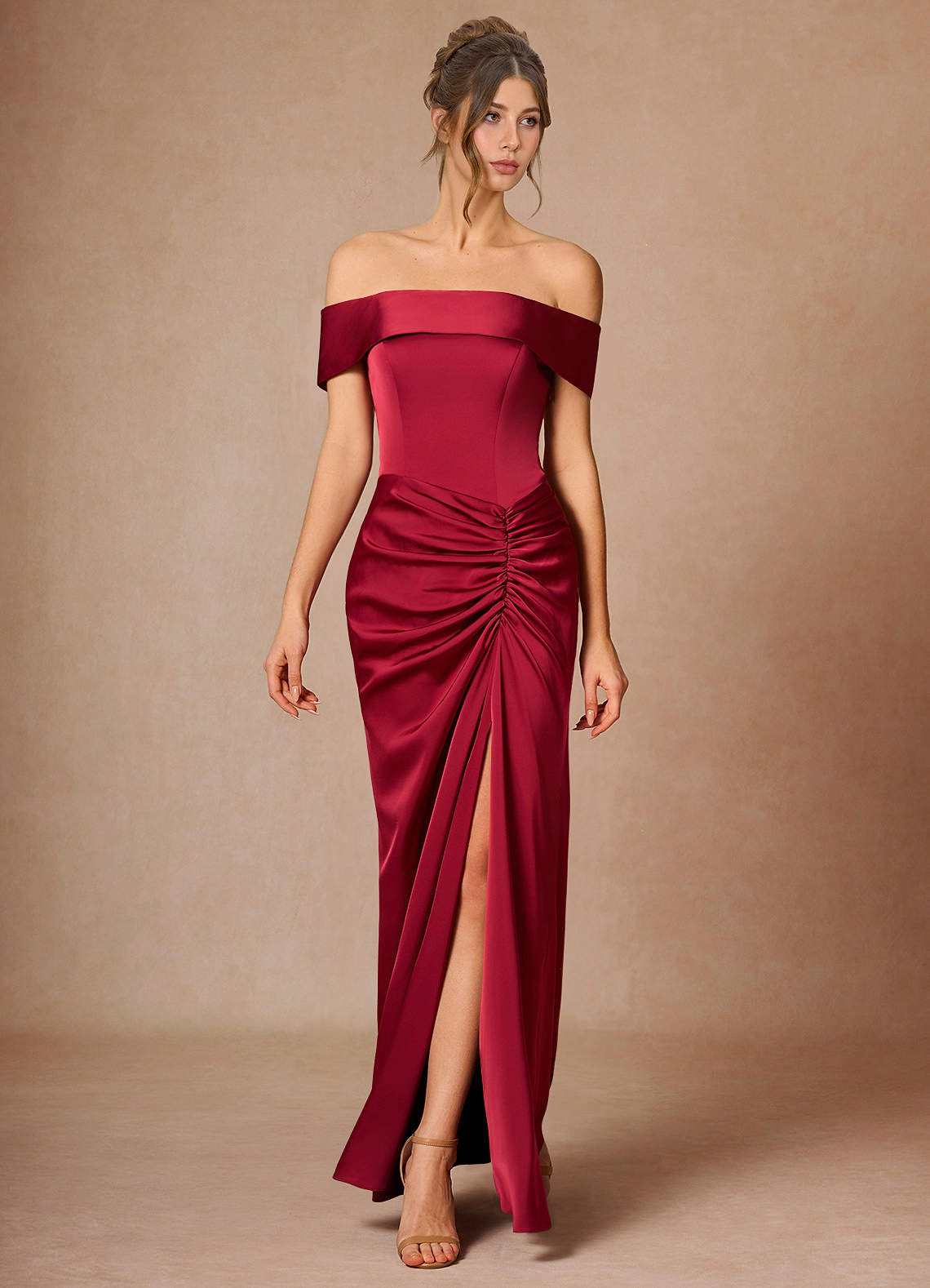 valora satin dress Valora Merlot Maxi Dress