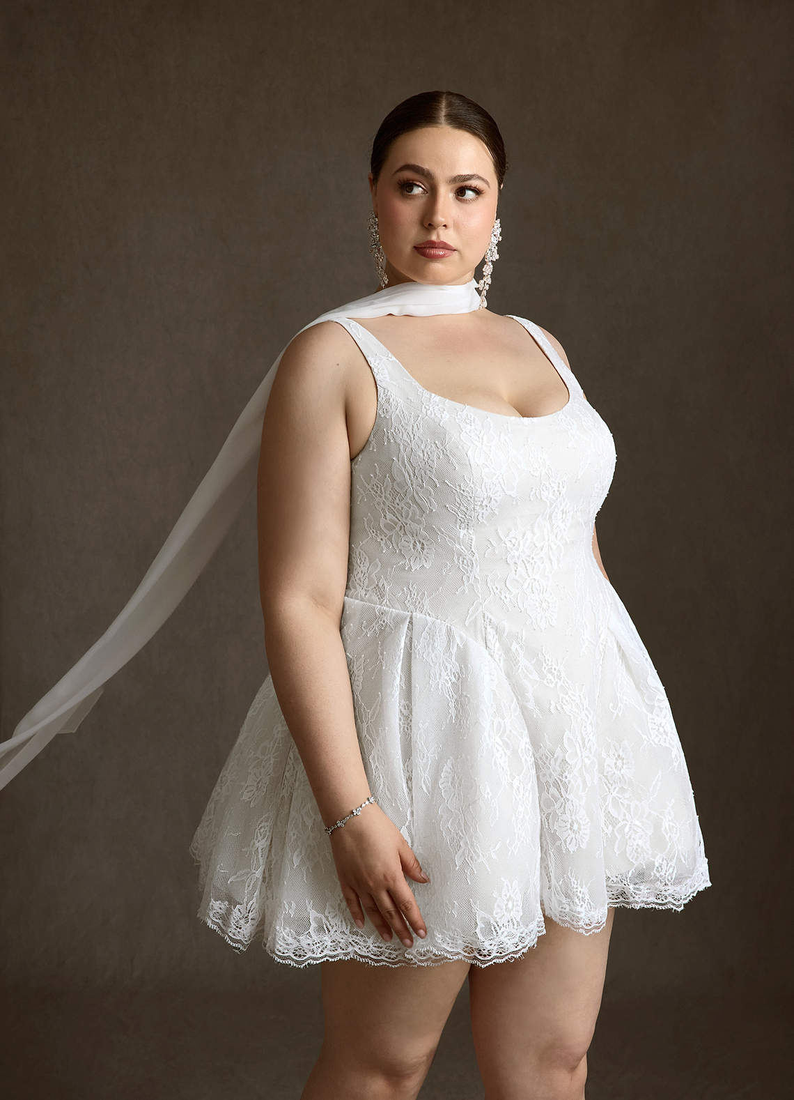 Azazie Dawn Wedding Dresses Diamond White A-Line Lace Dress image3