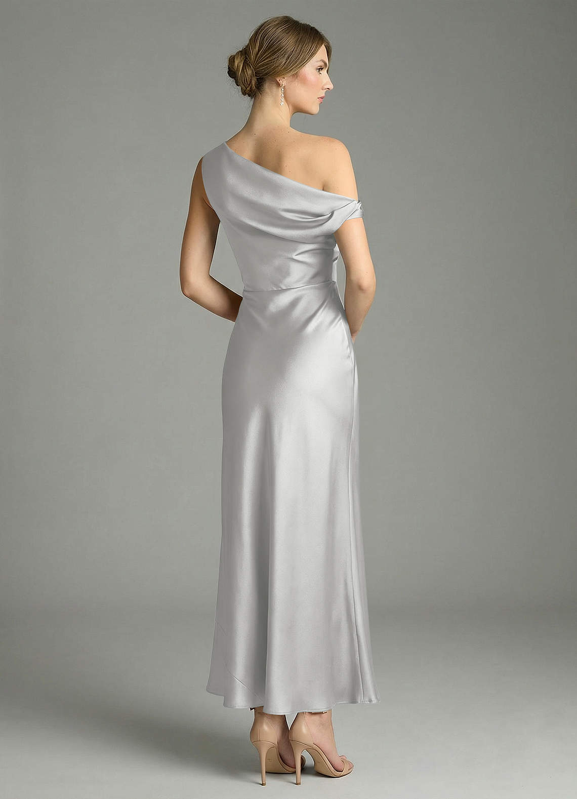 Azazie Emerson Morsiusneito Mekot Mrenneito Olkapään ulkopuolella Joustava satiini Nilkan pituus Pukeutua image5