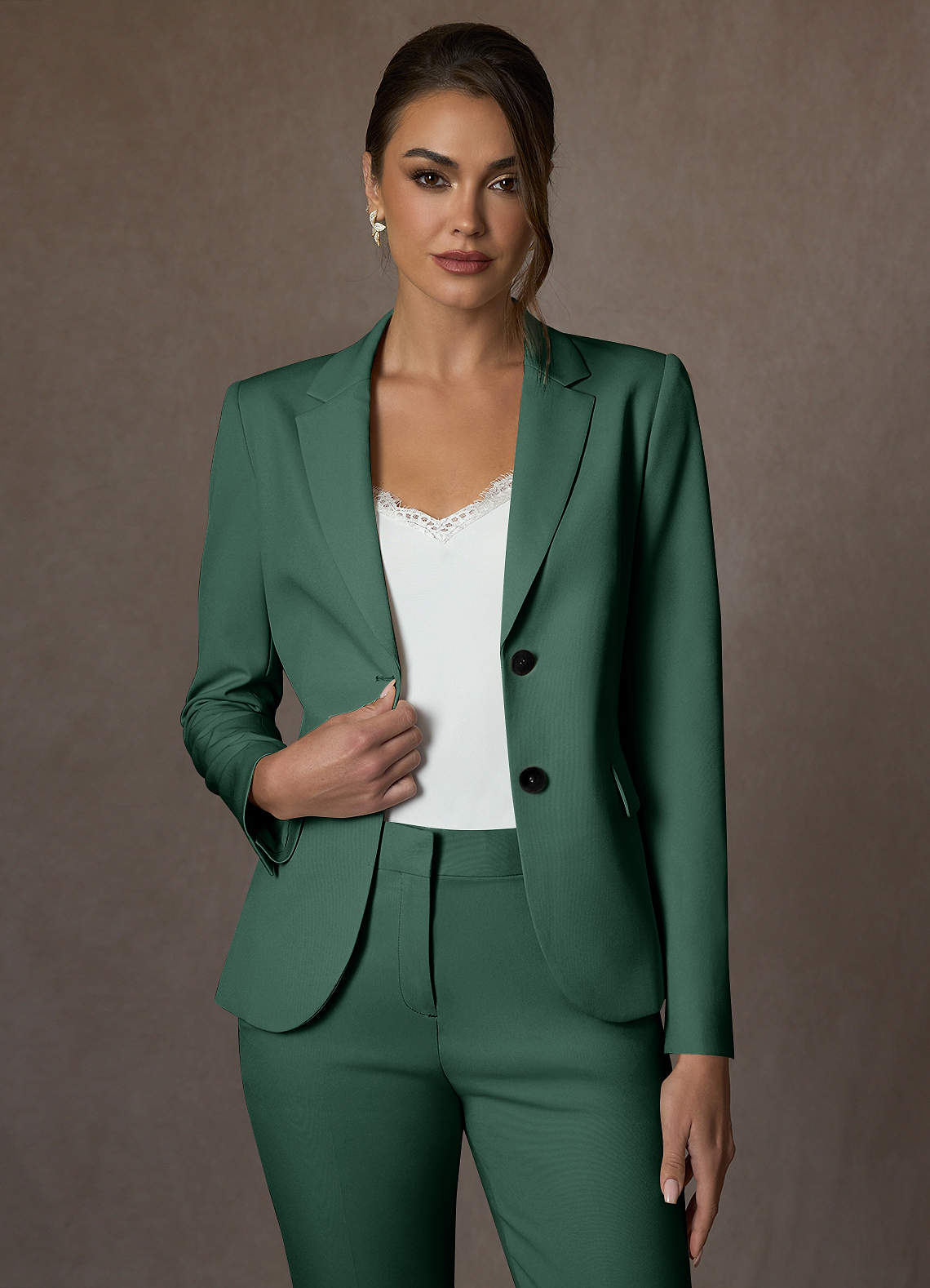 front Whitney Eucalyptus Structured Stretch Blazer